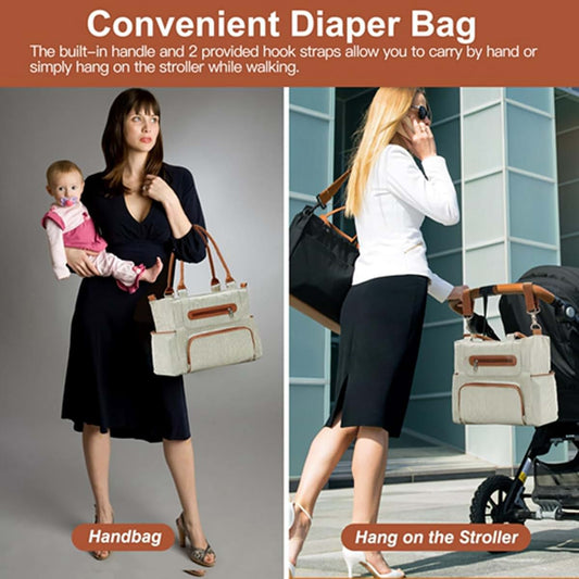 KOCASO 8-Piece Multifunctional Baby Diaper Bag Set, Khaki