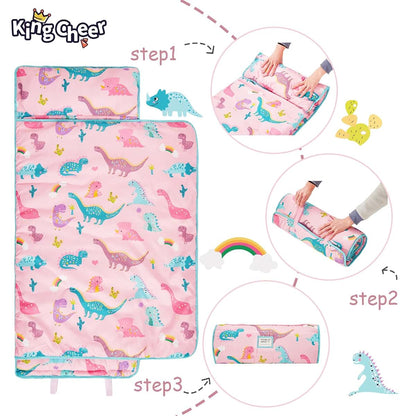 Three-in-One Toddler Nap Mat Set with Removable Pillow and Blanket