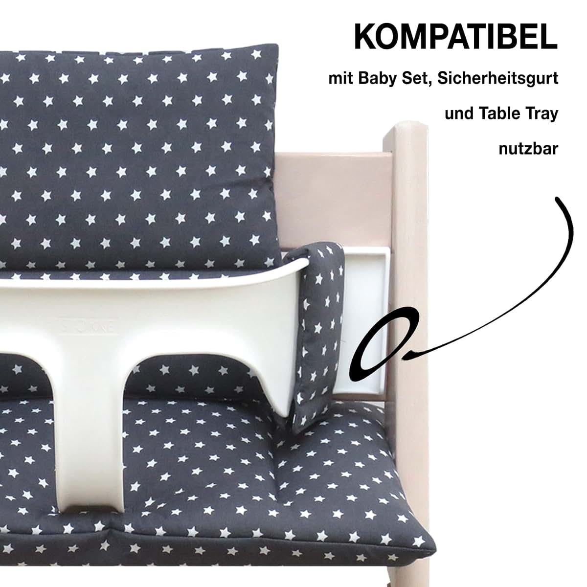 Blausberg Baby - Cushion Set for Tripp Trapp High Chair of Stokke - Anthracite Stars (photo 3)