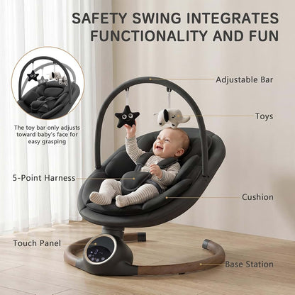 Momzelvi Infant Swing With 5-Point Harness And Bluetooth Music (photo 3)