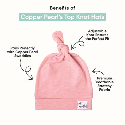 Copper Pearl Top Knot Beanie Hat for Newborns, 0-4 Months