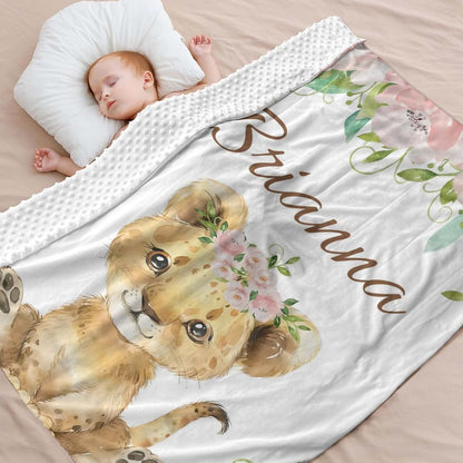 ZHOUSFK Personalized Baby Blanket for Girls Custom Baby Blanket with Name Elephant Floral Customized Baby Blanket Gifts (photo 2)