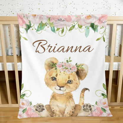 ZHOUSFK Personalized Baby Blanket for Girls Custom Baby Blanket with Name Elephant Floral Customized Baby Blanket Gifts (photo 3)