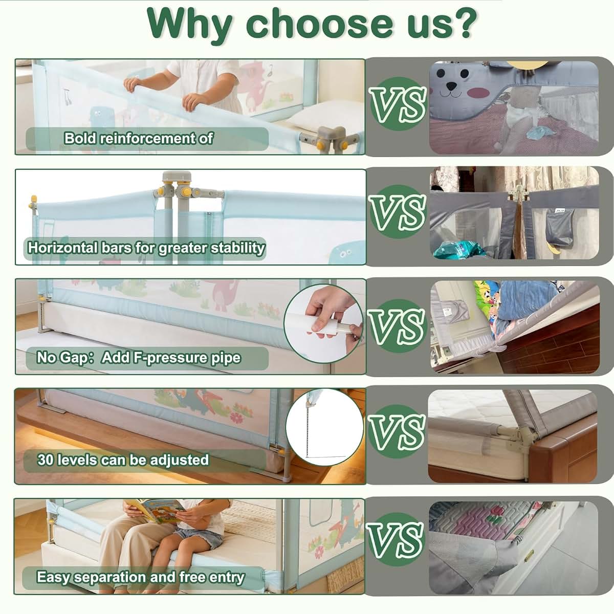 VIUEANR Bed Rail for Toddlers Twin Mattress Size Side Guard (photo 2)