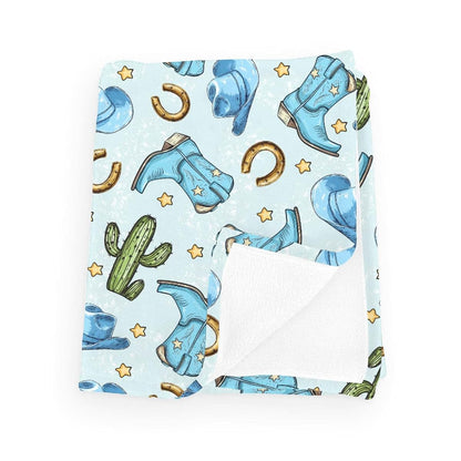 Wicbfdfv Western Cowboy Boot Hat Baby Blanket, Flannel Receiving Blanket