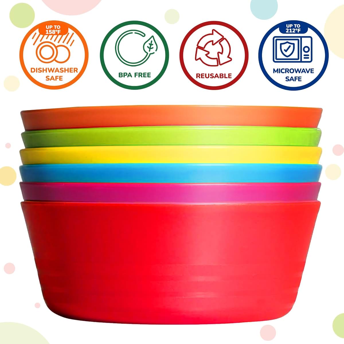 PLASKIDY Plastic Toddler Bowls Set Of 6 (photo 3)