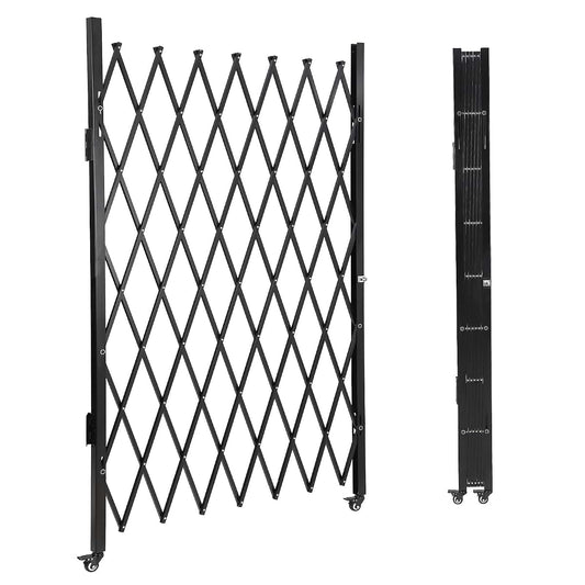 ActiveTrail 67" H x 71" W Single Folding Security Gate, Lockable Scissor Gate with 360° Swivel Casters, Driveway Gate