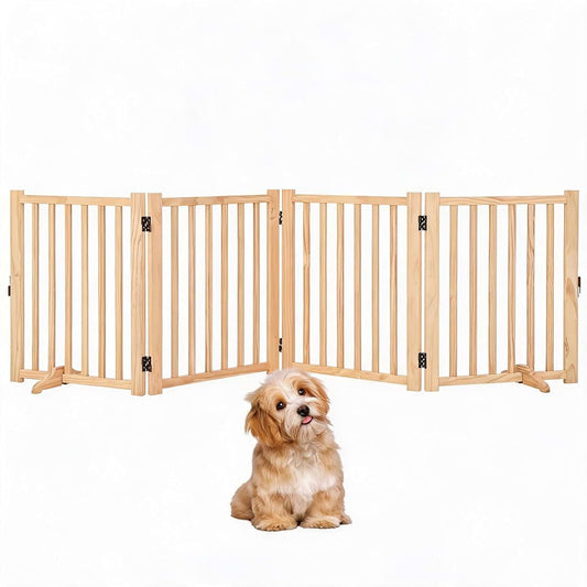 Idealhouse Foldable Dog Gate In Natural Pine Wood