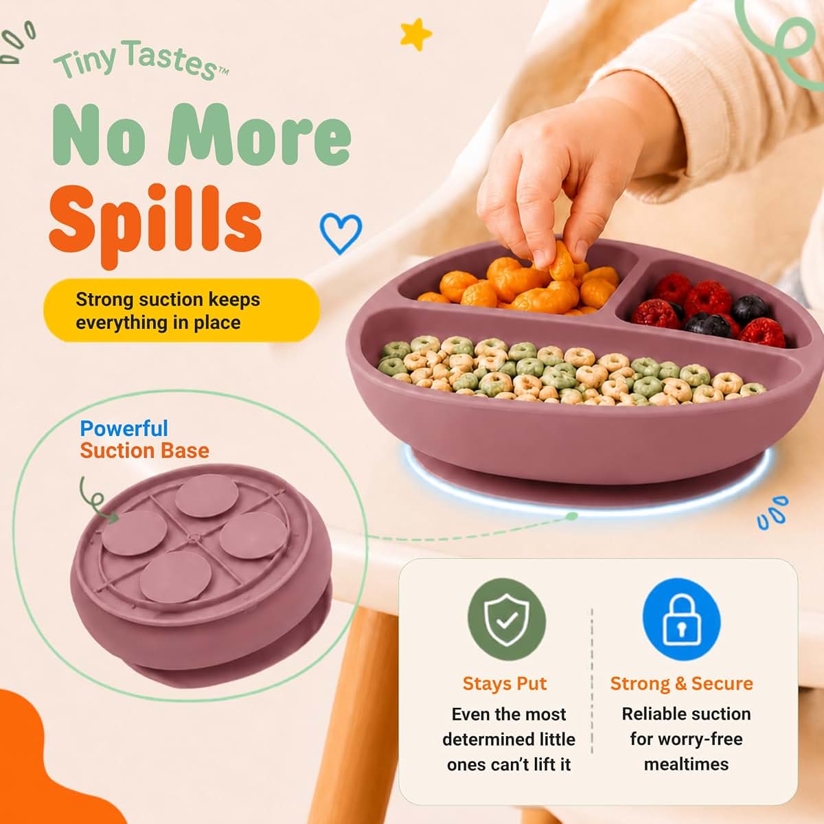 Tiny Tastes 10-Piece Silicone Baby Feeding Set with Suction Plate and Bowl (photo 2)
