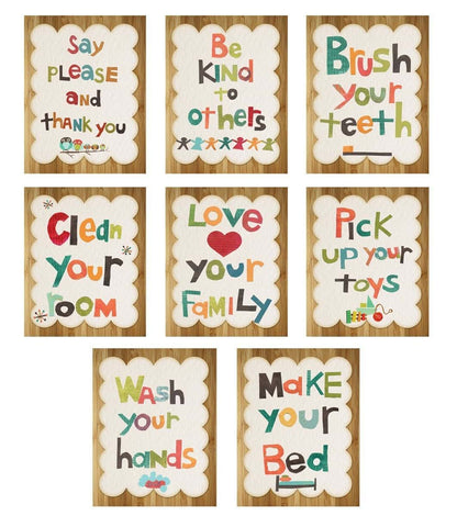 Good Manners 5x7 Wall Cards Set of 8, Nursery Wall Decor Prints