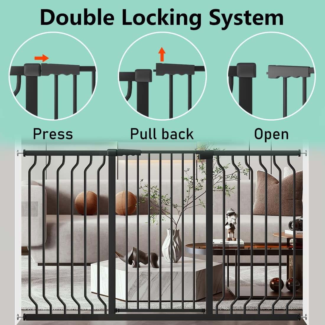 ALLAIBB Double Carbon Steel Baby Gate for Indoor Doorways