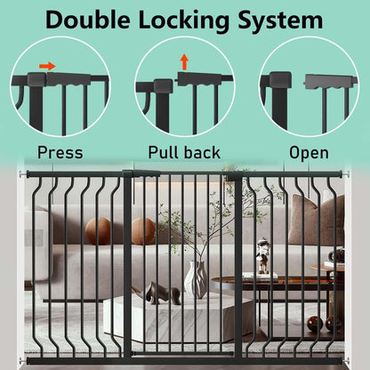 ALLAIBB Double Carbon Steel Baby Gate for Indoor Doorways