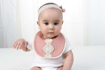 GZMM Baby Bib For Girls,Reversible Waterproof Handmade Natural Cotton Baby Drool Bib 0-12 months 3 Pack (photo 3)
