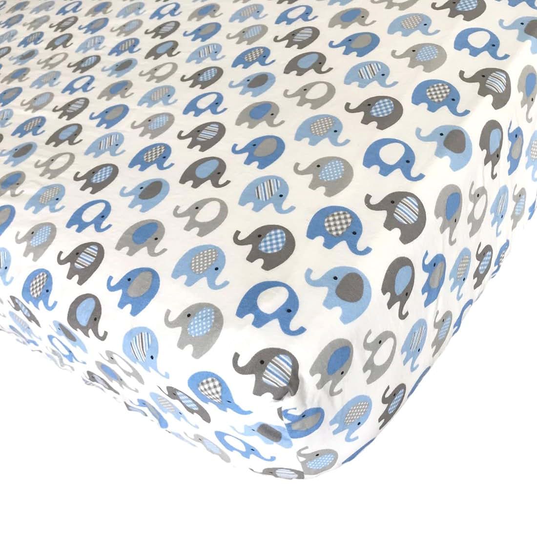Effe Bebe Vera Elephant 100% Cotton Crib Fitted Sheet - Blue Grey (photo 3)