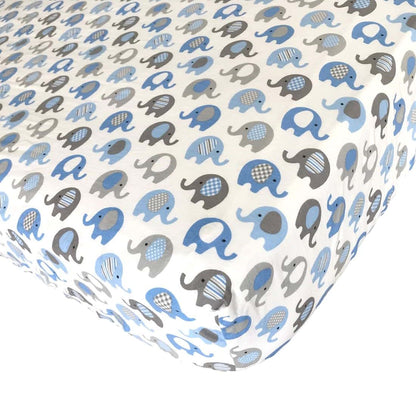Effe Bebe Vera Elephant 100% Cotton Crib Fitted Sheet - Blue Grey (photo 3)