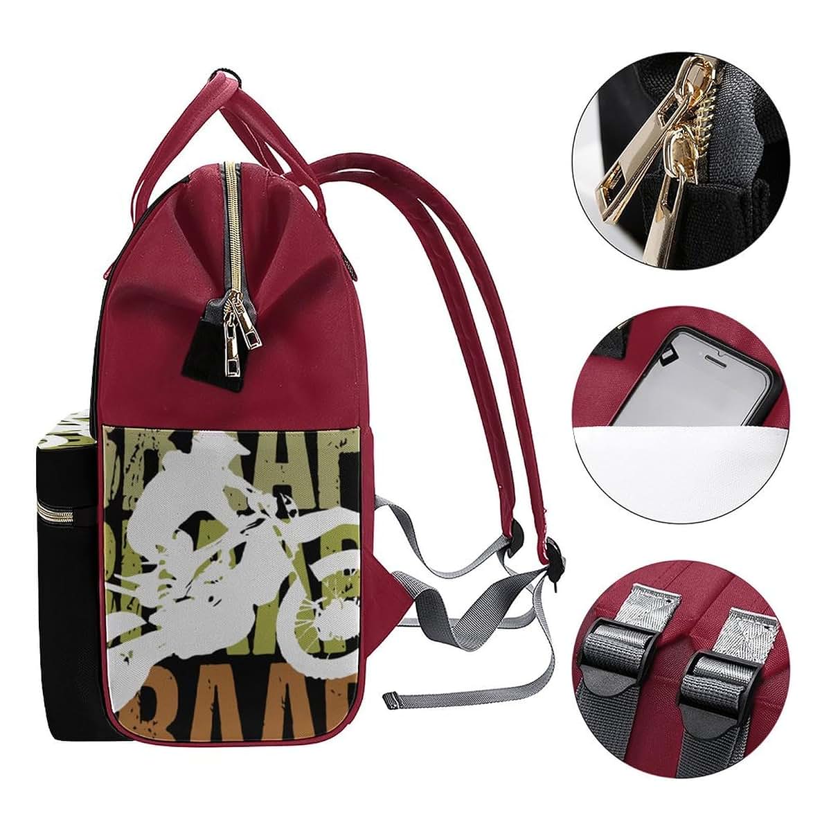 Dirt Bike Motocross Travel Backpack Diaper Bag Lightweight Shoulder Bag
