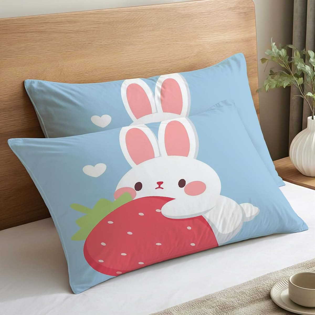 Bunny Pillow Cases Set of 2 - Soft Microfiber Standard Size