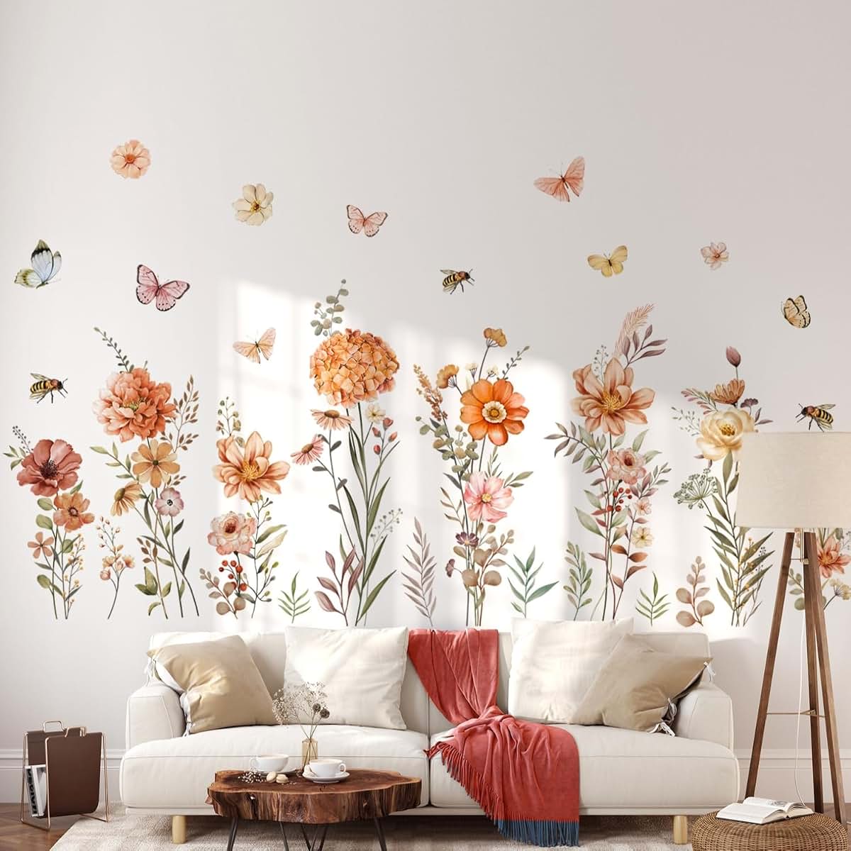 Lilacanthara Boho Flower Wall Decals – Peel and Stick Wildflower Floral Vinyl Stickers for Nursery & Bedroom, 2 Sheets