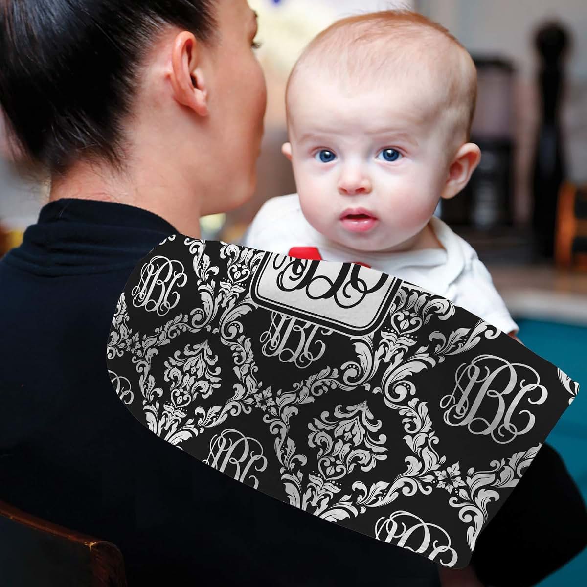 Baby Milano Personalized Monogrammed Damask Burp Cloth (photo 4)