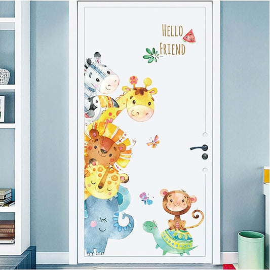 Wall Door Decals - Cute Safari Animal Woodland Decor for Rooms
