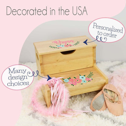 My Bambino Personalized Mermaid Princess White Kids Step Stool With Storage (photo 2)
