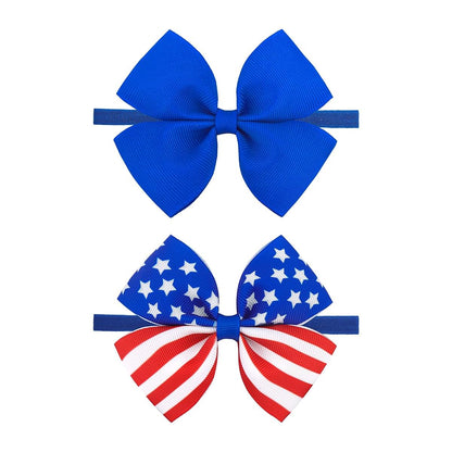 ONENINEDREAM 4th of July Baby Bows Patriotic Headband Set of 2 Red Blue