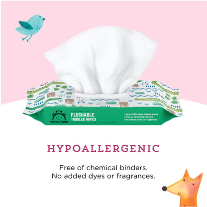 Mama Bear Flushable Wipes Unscented