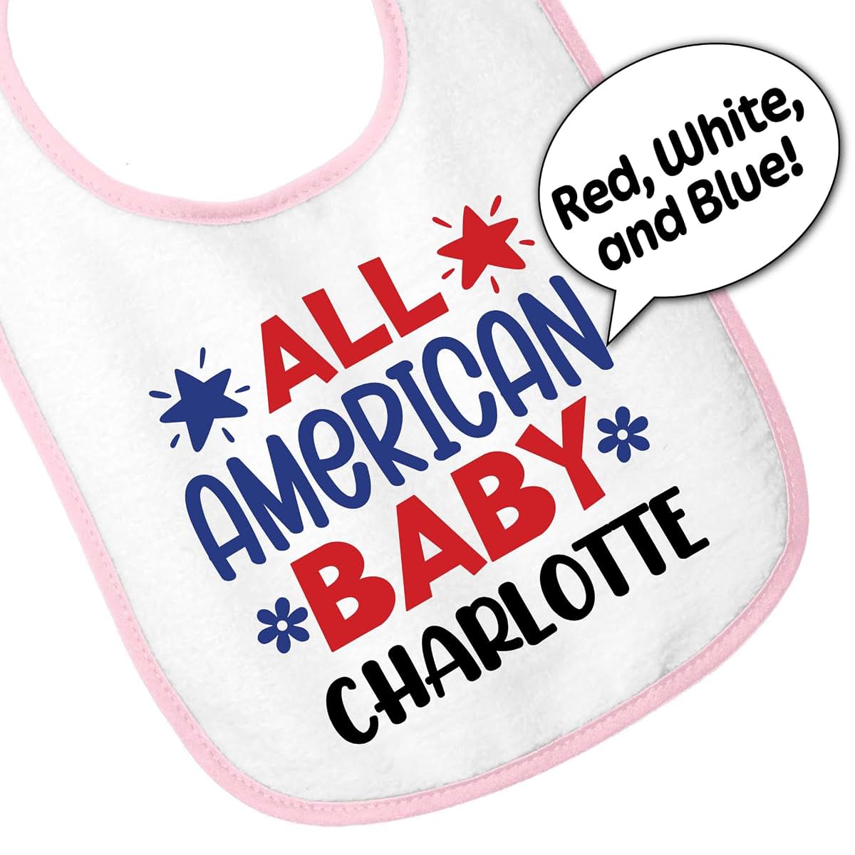 Smiling Jindo Personalized All American Baby Bib (photo 4)
