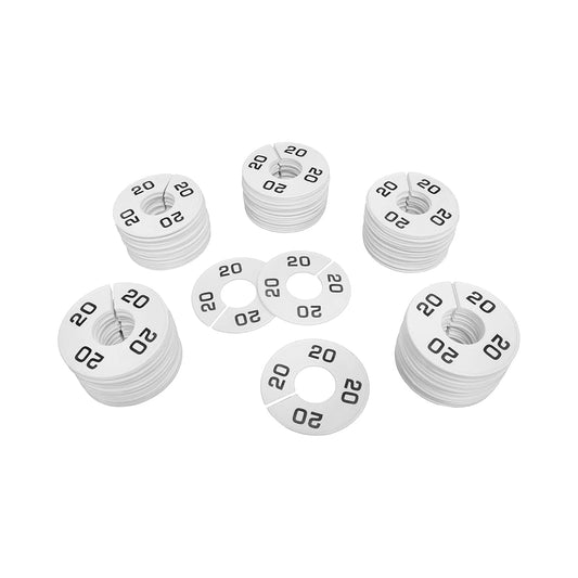 DBM IMPORTS 10 PC 3-1/2" Clothing Rack Sizes 20 Dividers Hangers White Plastic Round Retail Store