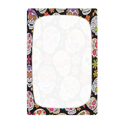 JUZIHAI Halloween Fitted Crib Sheet, Sugar Skull Pattern, 39x27 in