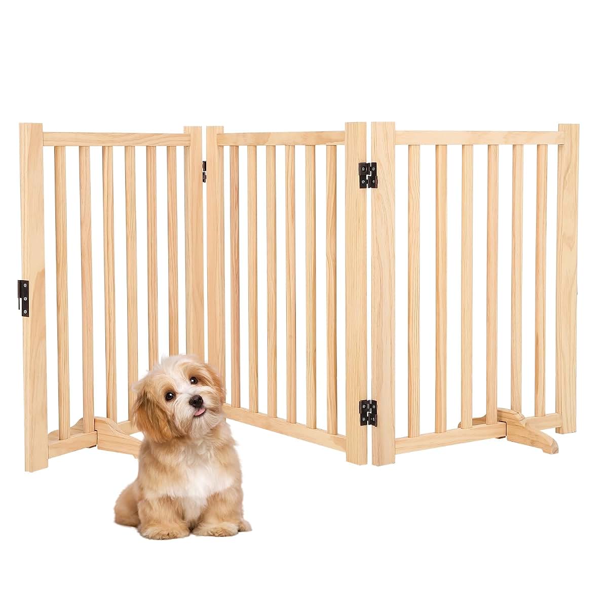 OutdoorVibe Wooden Freestanding Dog Gate 3 Panel H:24”