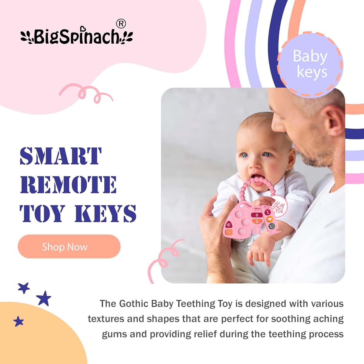 BIGSPINACH Baby Gothic Teething Keys Toy Combo Set for Play