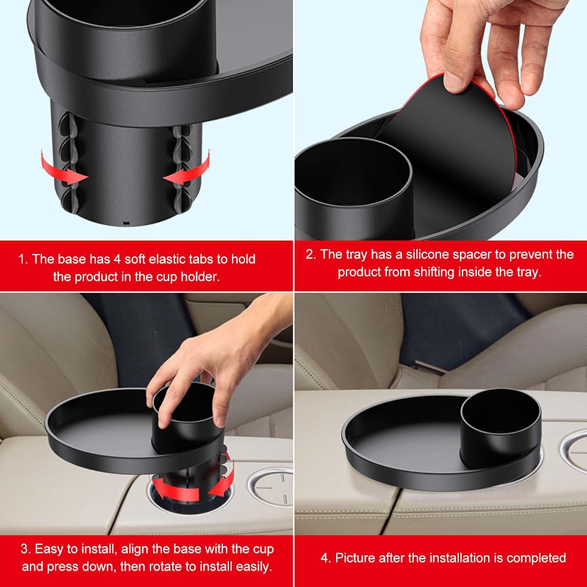Car Seat Snack Tray for Cup Holders - Portable Travel Accessory