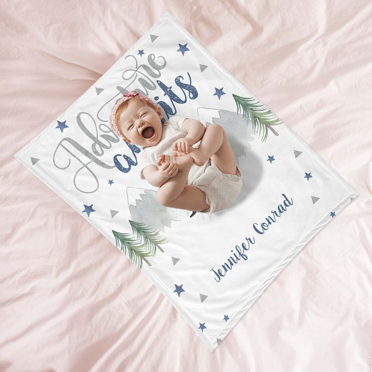 CADE Customize Baby Blanket with Name Personalized Baby Blanket for Boys Girls Custom Blanket Gift for Baby Boy Newborn (photo 3)