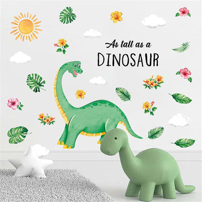 BabyOneStop Watercolor Dinosaur Wall Decals, 2-Panel 35.4x23.6 Inch Removable Jungle Mural for Nursery and Kids Bedroom