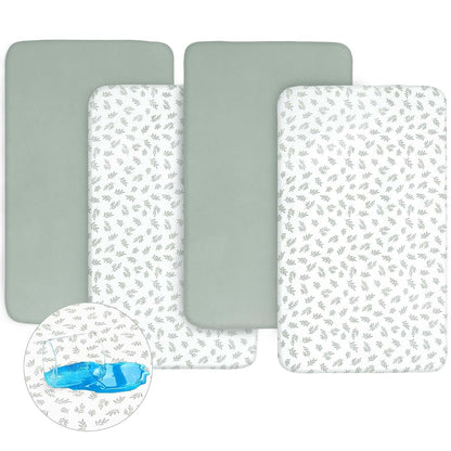 Biloban 4-Pack Waterproof Fitted Crib Sheets Microfiber Baby Bed Sheet for Standard Crib and Toddler Mattress 52x28x8in