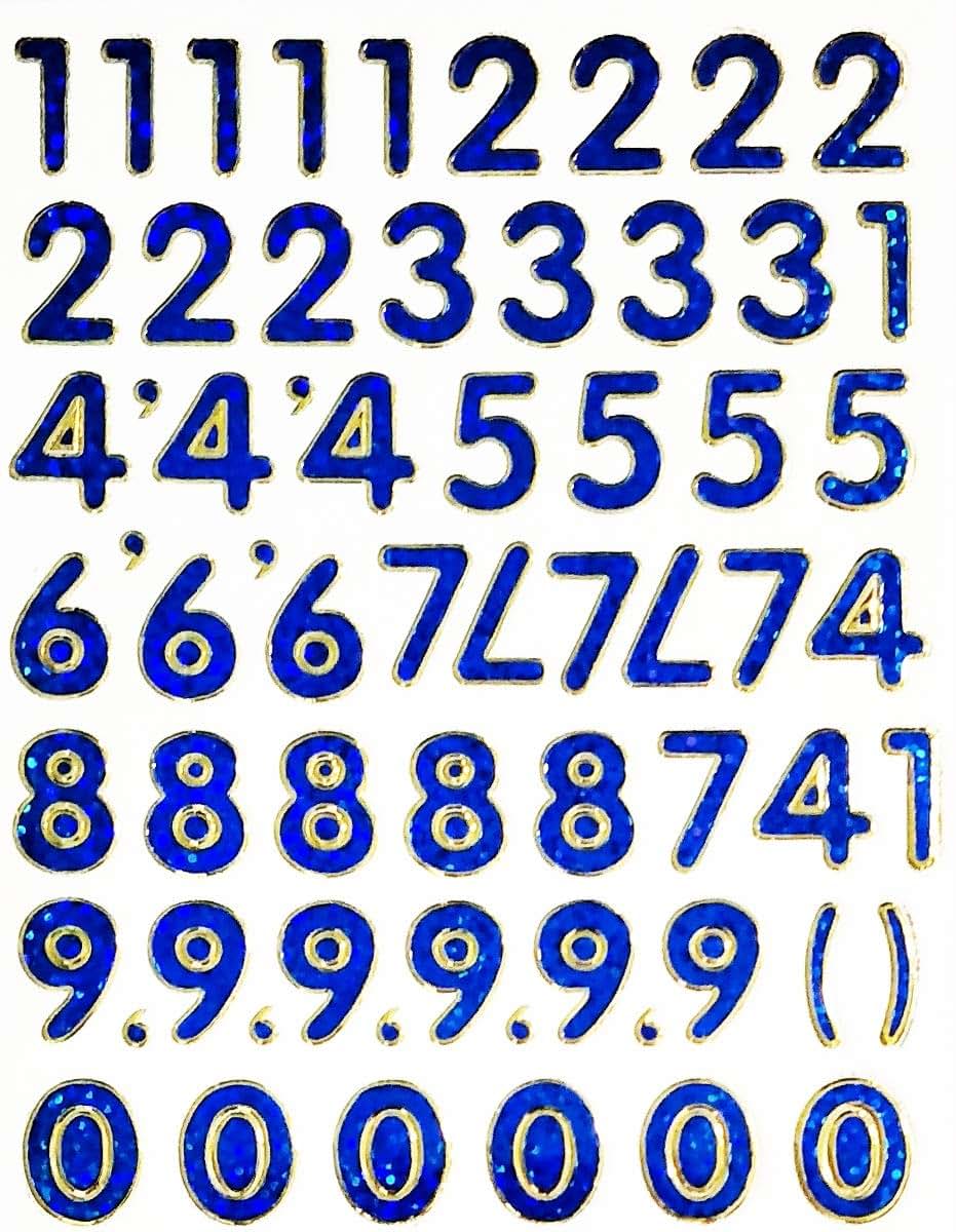 NipitShop Blue Number 0-9 Wall Decal Sticker for Kids Room