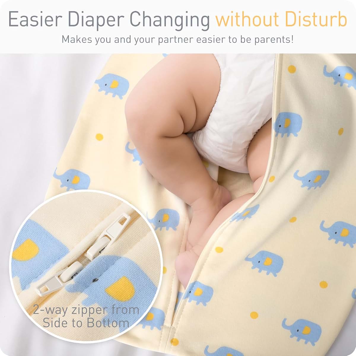 Amrcbb 2-Pack Transitional Baby Swaddling Sacks with Arms Up Sleeves and Mitten Cuffs