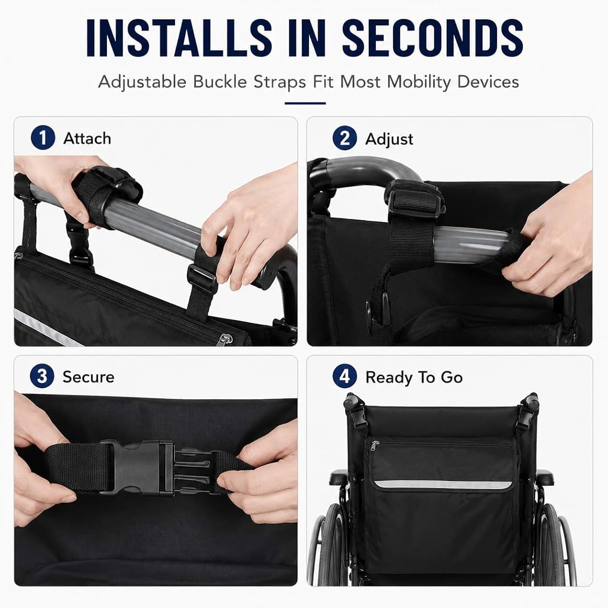 WYMZF Side Storage Organizer Bag for Pride_Mobility Jazzy_600_ES 2011-2020, Multi Pocket Armrest Pouch with Zipper (photo 3)