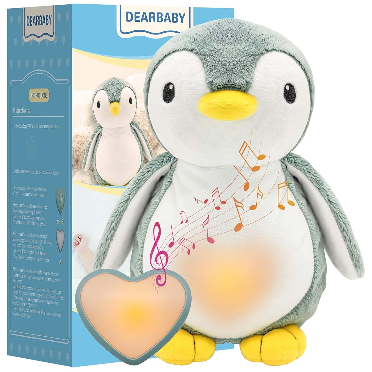 Sleep Soother Plush Toy with Heartbeat Simulation Light