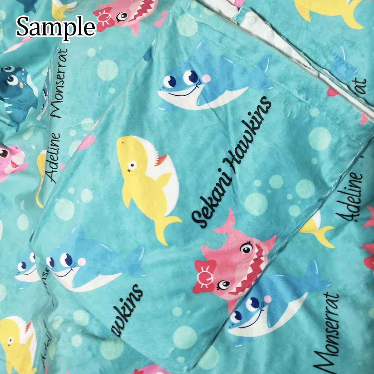 Gifts Everywhere Personalized Cute Shark Baby Blankets with Name, Custom Super Soft Minky Blankets for Boys and Girls (photo 3)