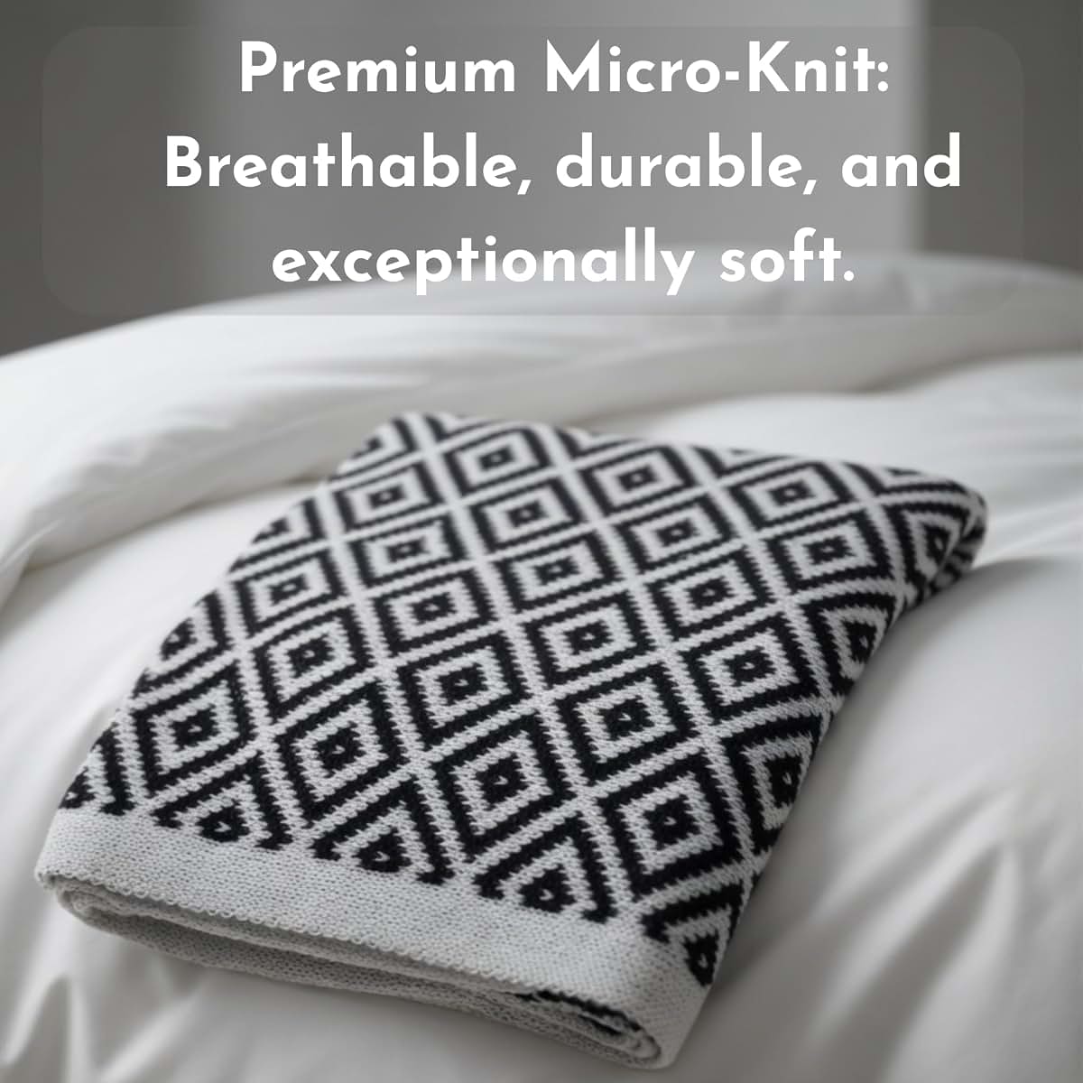 Olli & Lime Noir Rhombus Baby Blanket, Geometric Micro-Knit (photo 3)