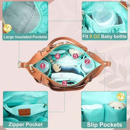 MOMINSIDE Small Diaper Bag Tote with 13 Pockets for Mom