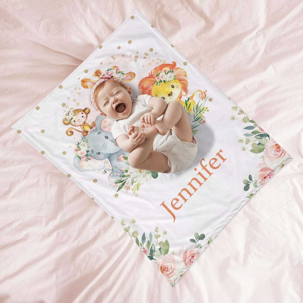 CADE Customize Blanket with Name Personalized Blanket for Kids Adults Personalized Baby Blanket Elephant Personalized (photo 3)