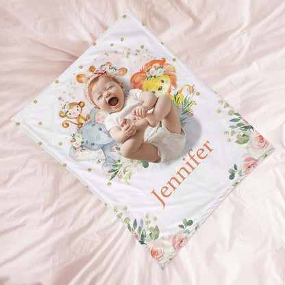 CADE Customize Blanket with Name Personalized Blanket for Kids Adults Personalized Baby Blanket Elephant Personalized (photo 3)