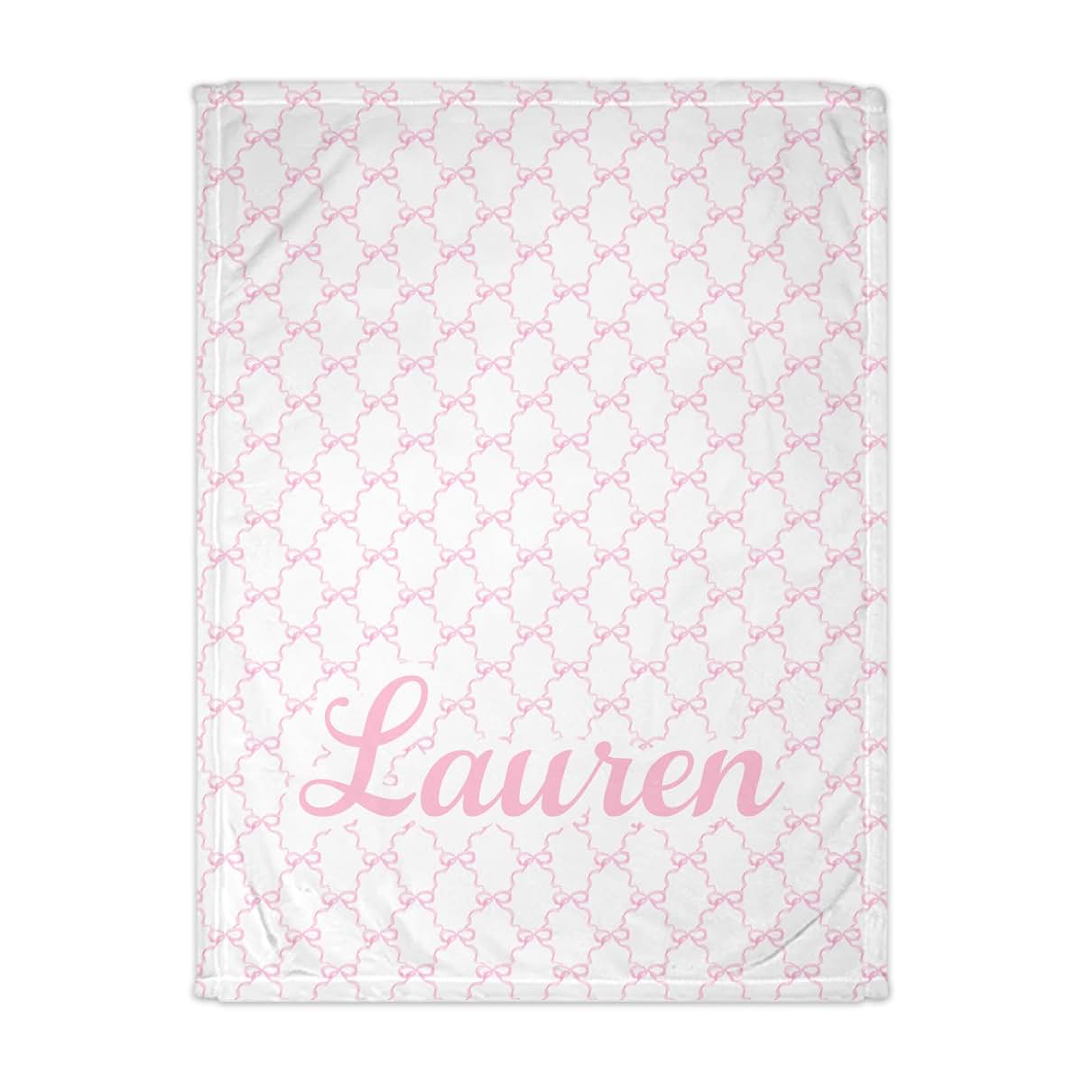 Girls Love A Monogram Personalized Pink Coquette Bow Kids Blanket – Custom Name Throw for Girls – Soft & Stylish Gift