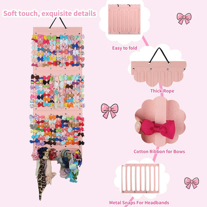 PACMAXI Baby Girl Hair Bows Holder and Storage Organizer, Pink 2, Large