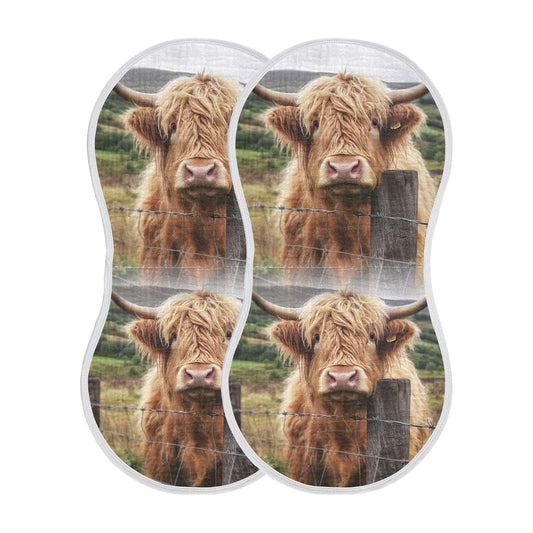 Kigai Highland Cow Muslin Burp Cloths 4 Pack 22x11 Inch
