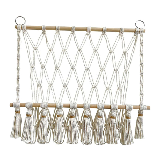 Leefasy Stuffed Animal Hammock Tapestry, Boho Macrame Toy Organizer - Style B