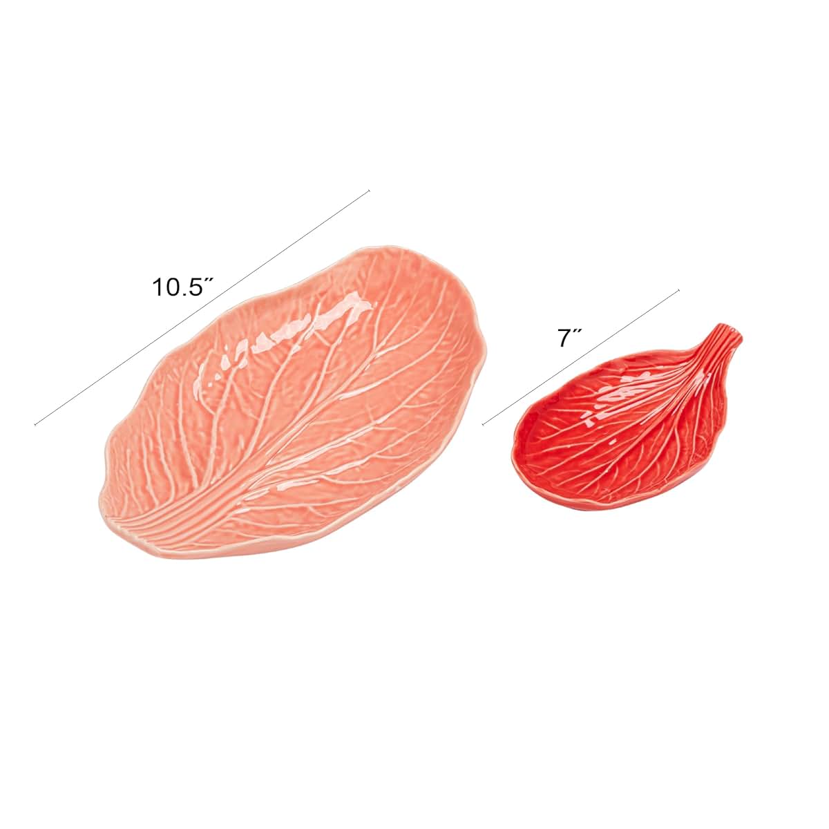 Creative Co-Op 2-Piece Stoneware Cabbage Shaped Plates Red Pink